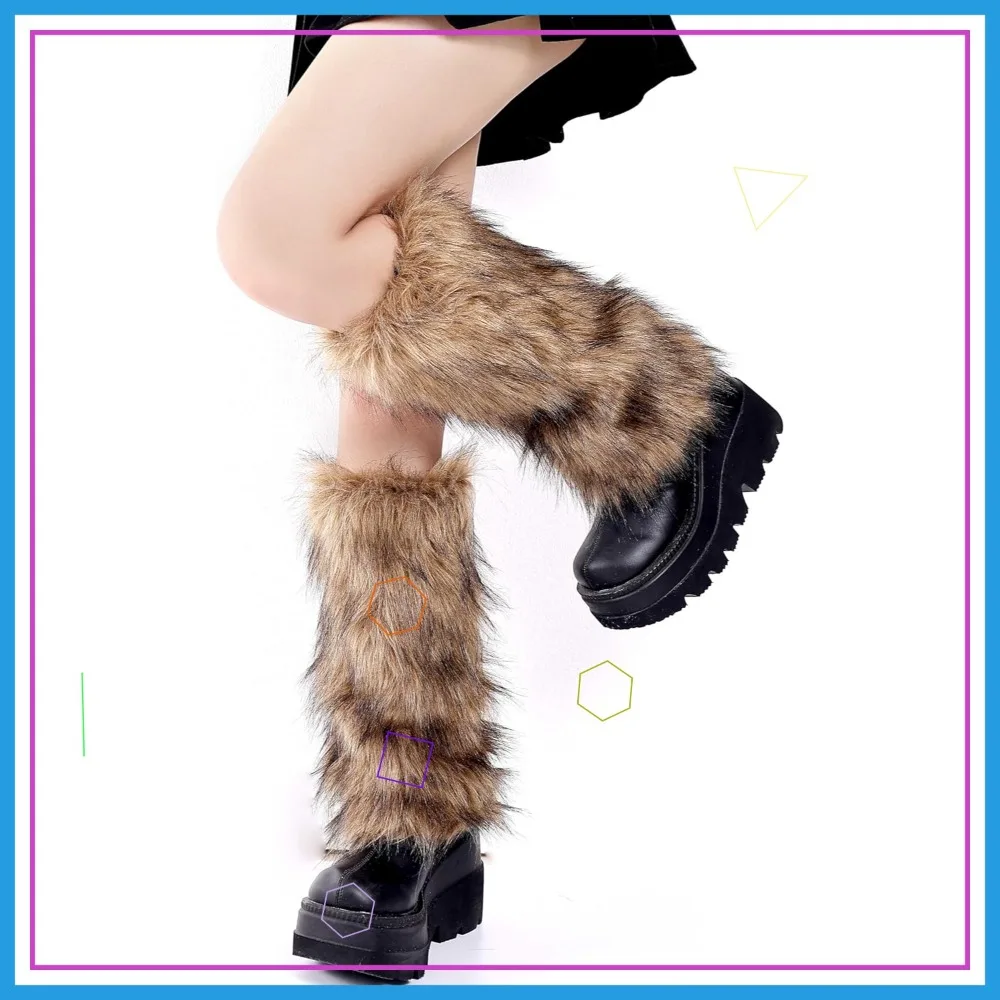 

Womens Faux Fur Furry Leg Warmers Cozy Winter Boot Cuffs