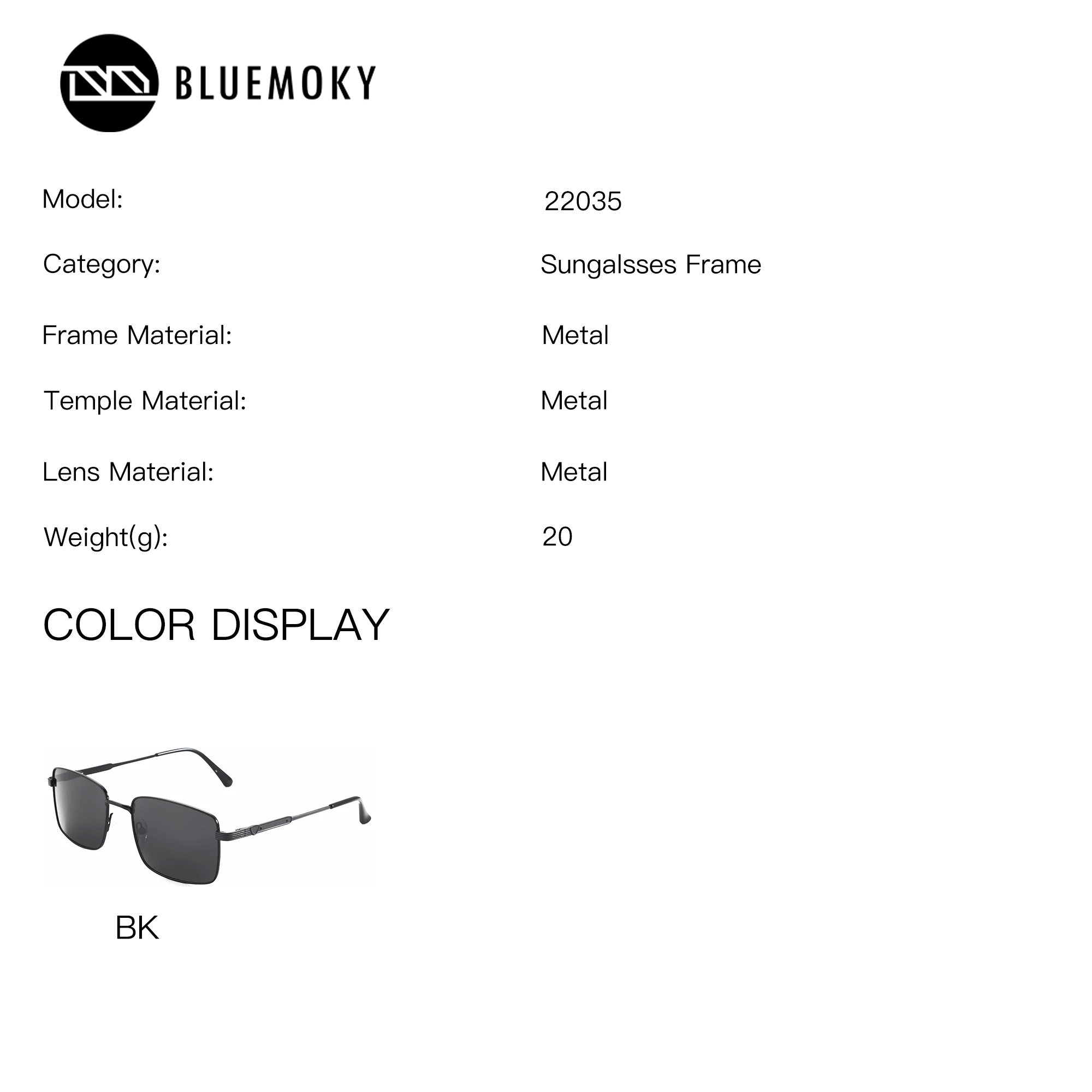 BLUEMOKY M Size Metal Square Polarized Prescription Sunglasses For Men UV400 Sun Shades Multifocal/ Myopia Degree Glasses
