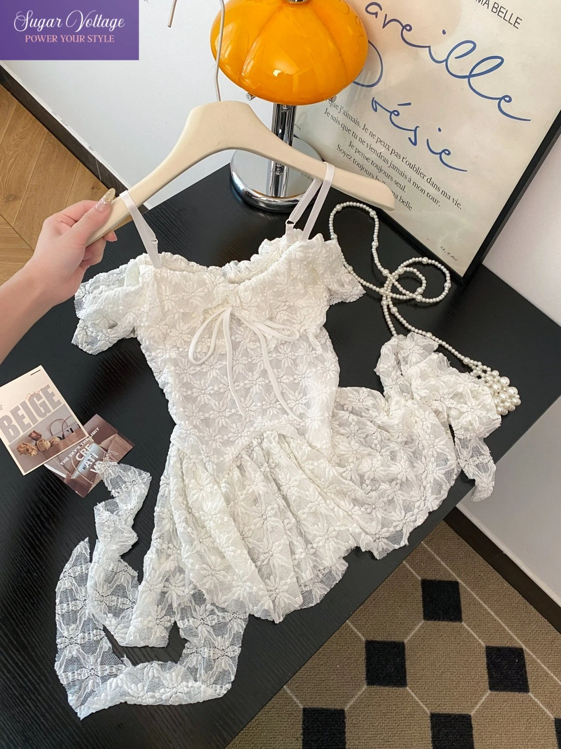 

Французский Pure Desire, нерегулярные кружевные топы без бретелек, женские летние топы с открытыми плечами, облегающий дизайн талии, сексуальный горячий шикарный кокетный наряд