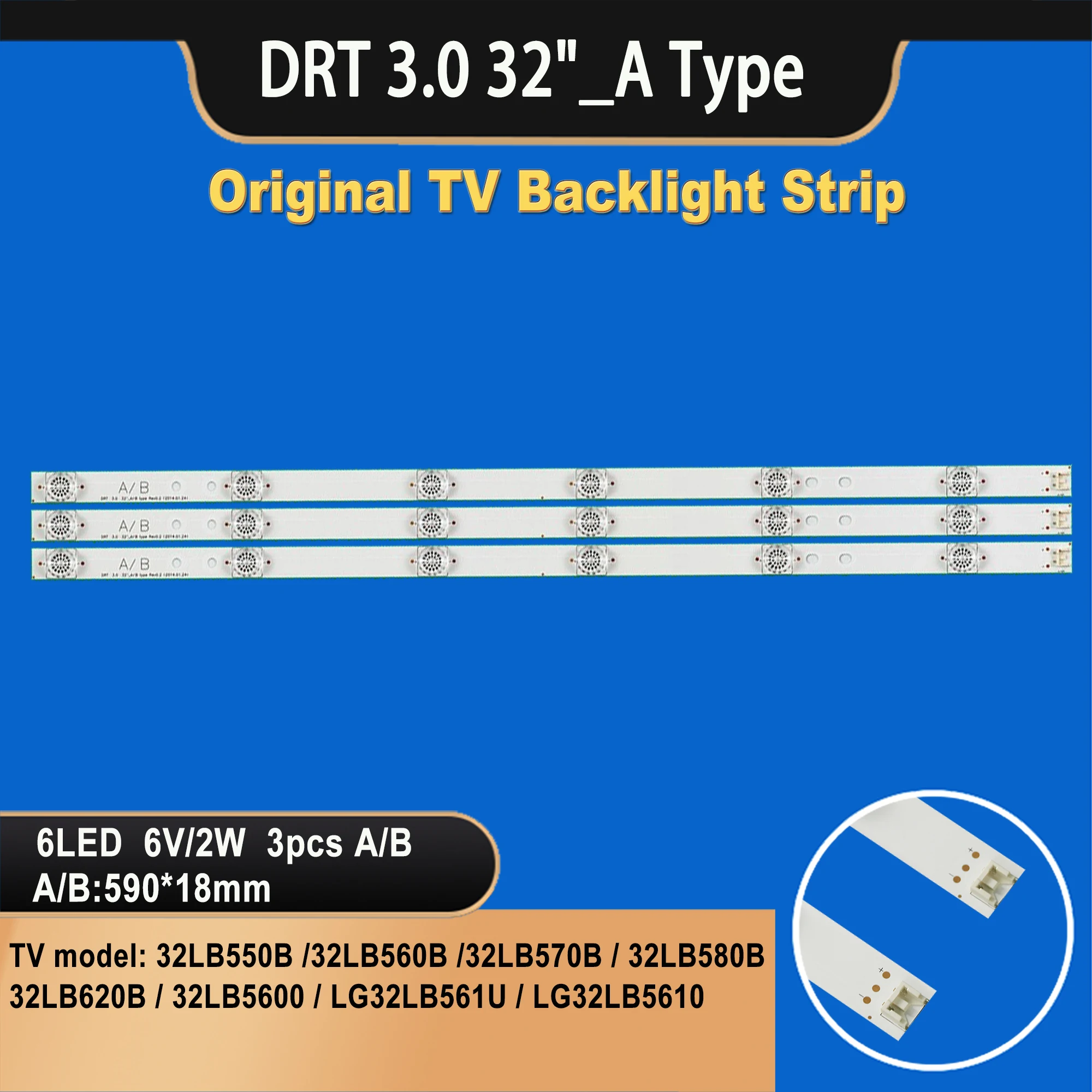 TV-047 32''LG LB  square lens tv backlight bar 6 led 6v INNOTEK DRT 3.0 32\