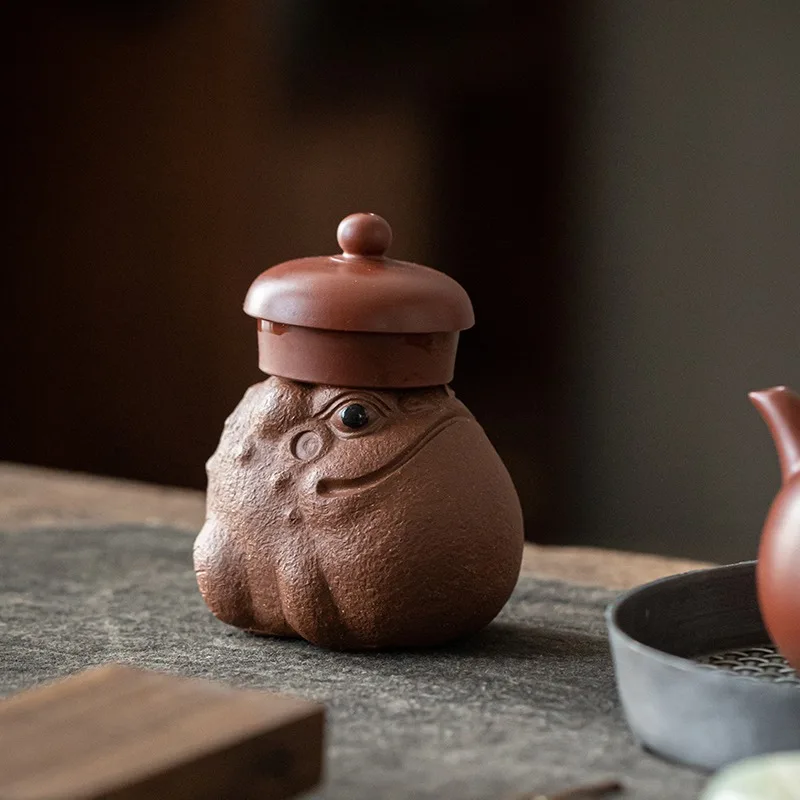 Purple Clay Attracts Wealth Golden Toad Tea Pet Handmade Tea Play Figurine Zen Tea Sets Gongfu Tea Accessories Home Decoration