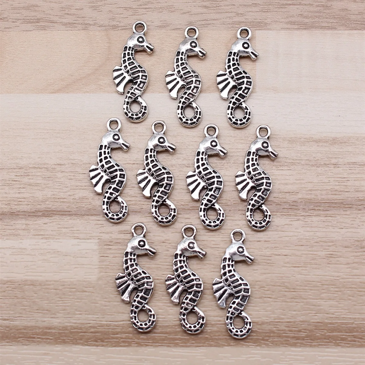 IFOCUS 10pcs/Lot Seahorse Charms For DIY Jewelry Making Zinc Alloy 26x10mm/1.02x0.39inch