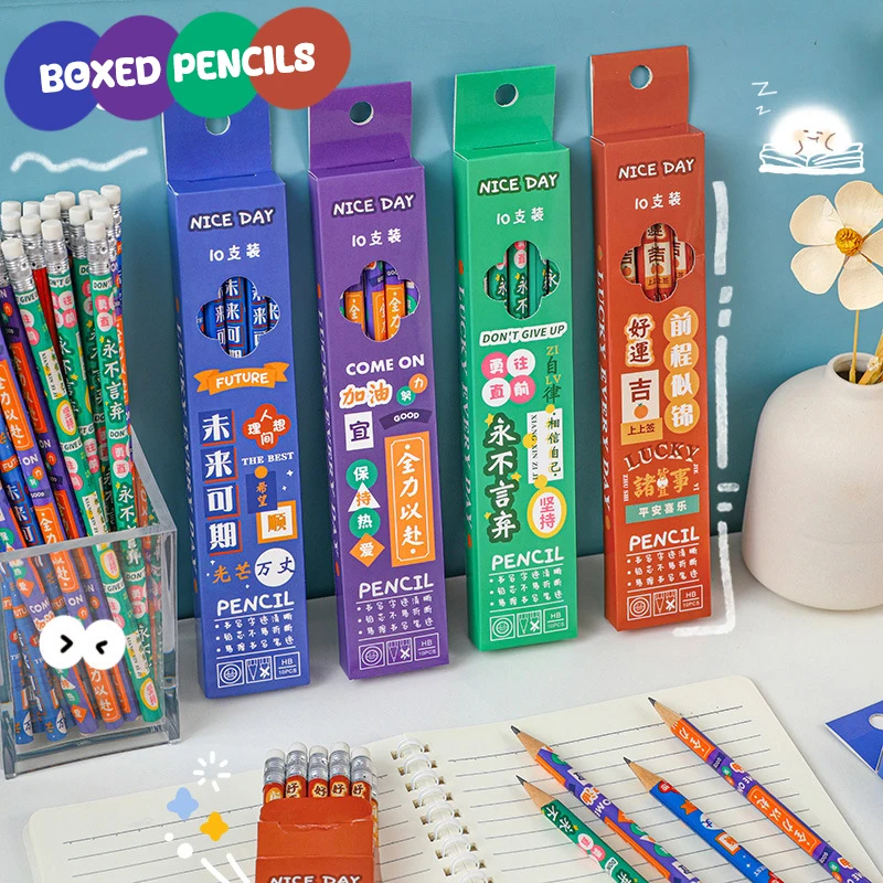10Pcs High-quality Smooth Writing Pencil Durable Cartoon Painting Pencil Student Stationery Cute Sketch Pencil School Supplies
