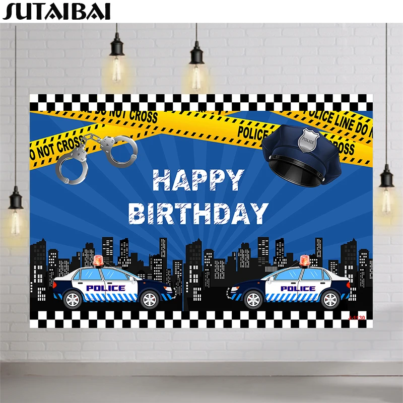 

Police Station Police Car Night Patrol Photography Background Boy Birthday Party Decorations Studio Backdrop Photo Backgrounds