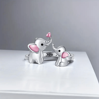 1pc European And American Style Elephant & Heart Shaped Adjustable Couple Ring, A Gift For Girlfriend On Date