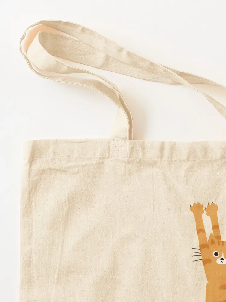 Orange Tabby Cat Hanging On Funny Striped Cat Tote Bag hand bag shopper bag women shopping tote men