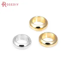 6MM Hole 4MM 18K Gold Color Brass Large Hole Spacer Beads Bracelet Beads Jewelry Making Supplies Diy Findings Accessories