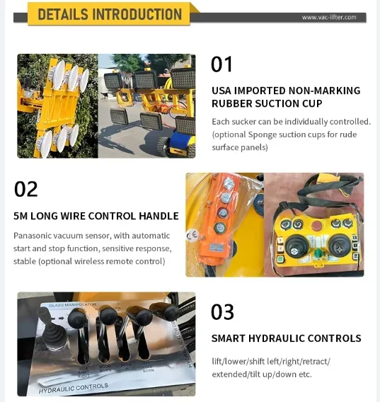 Customized 500kg 600kg 5m High Installing Window Europe Hydraulic Electric Vacuum Glass Lifter Lifting Machine Glazing Robot