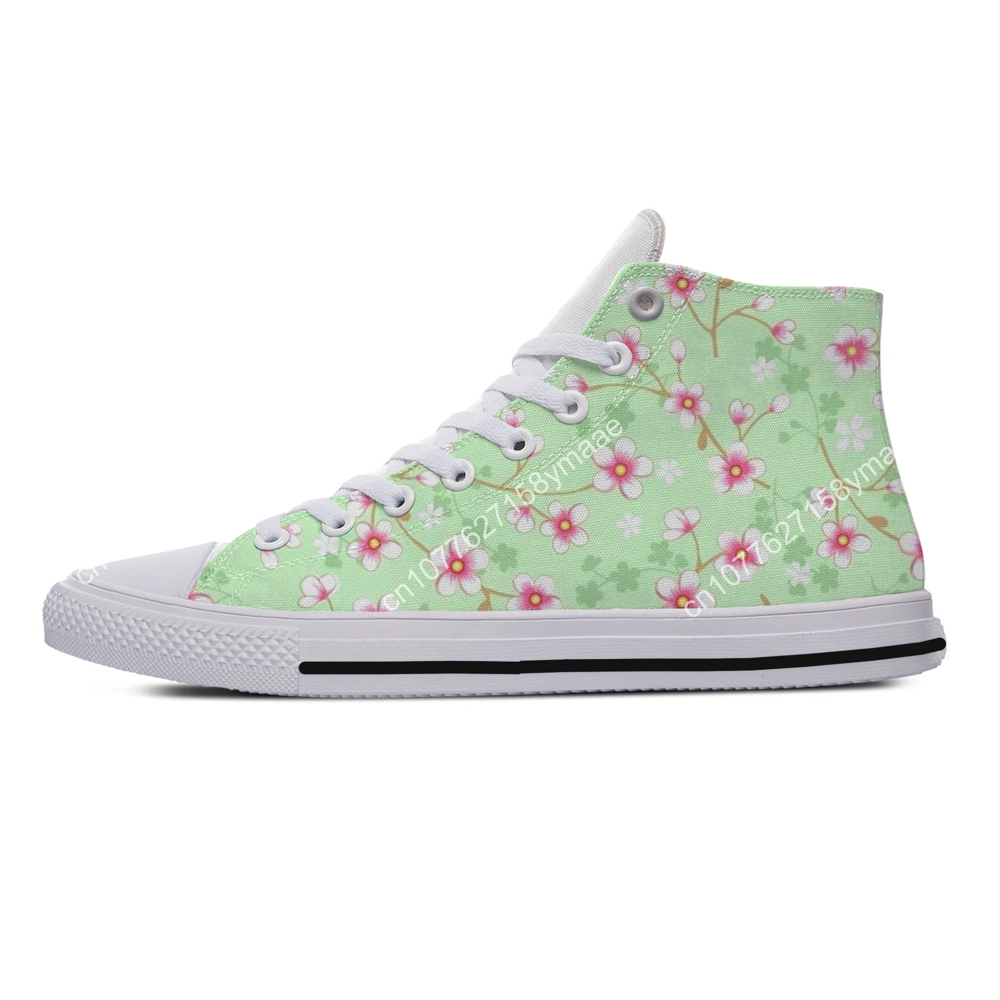 Cherry Blossom Sakura Harajuku Japan Fashion Lightweight High Top Canvas Shoes Men Women Casual Breathable Sneakers Board Shoes
