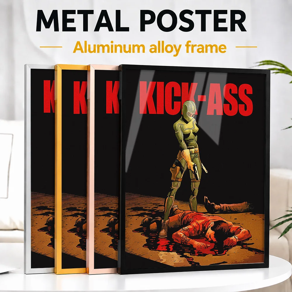 Kick-Ass Hit-Girl Comic Book Metal Poster With Aluminum Alloy Frame Customized Illustrated Wall Art For Games Room And Bedroom