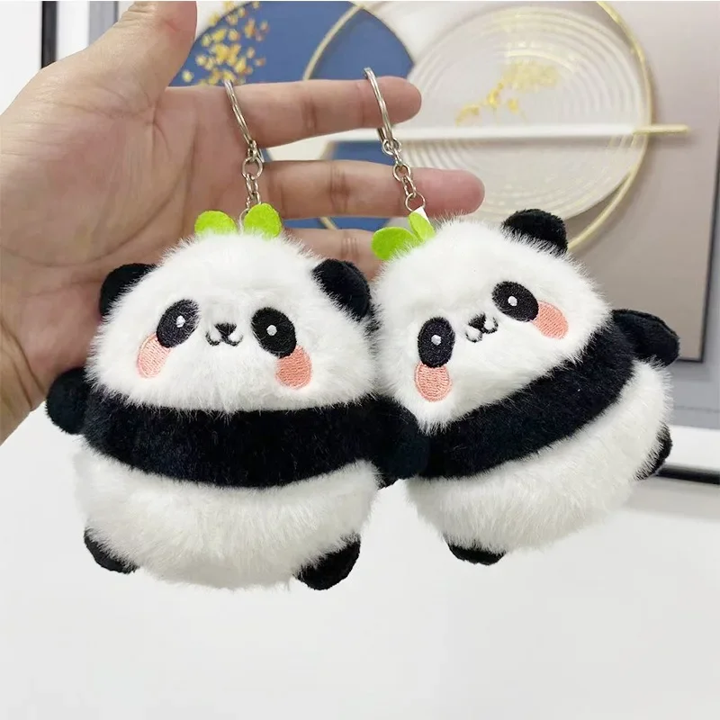 Cute Panda Plush Pendant Cartoon Animal Doll Backpack Ornament Fluffy Stuffed Toy Key Chain Lovely National Treasure Bear Figure