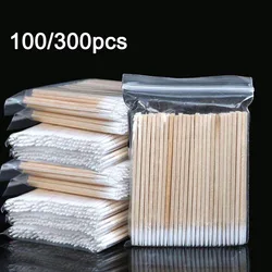 100/200/300Pcs Nails Wood Swab Clean Sticks Bud Tip Wooden Cotton Head Manicure Detail Corrector Nail Polish Remover Art Tool