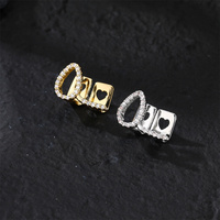 1 pcs Hip Hop Fashion Bling Single/Double Teeth Grillz For Men Rock Iced Out Zircon Paved Hollow Water Drop Shape Mouth Grillz
