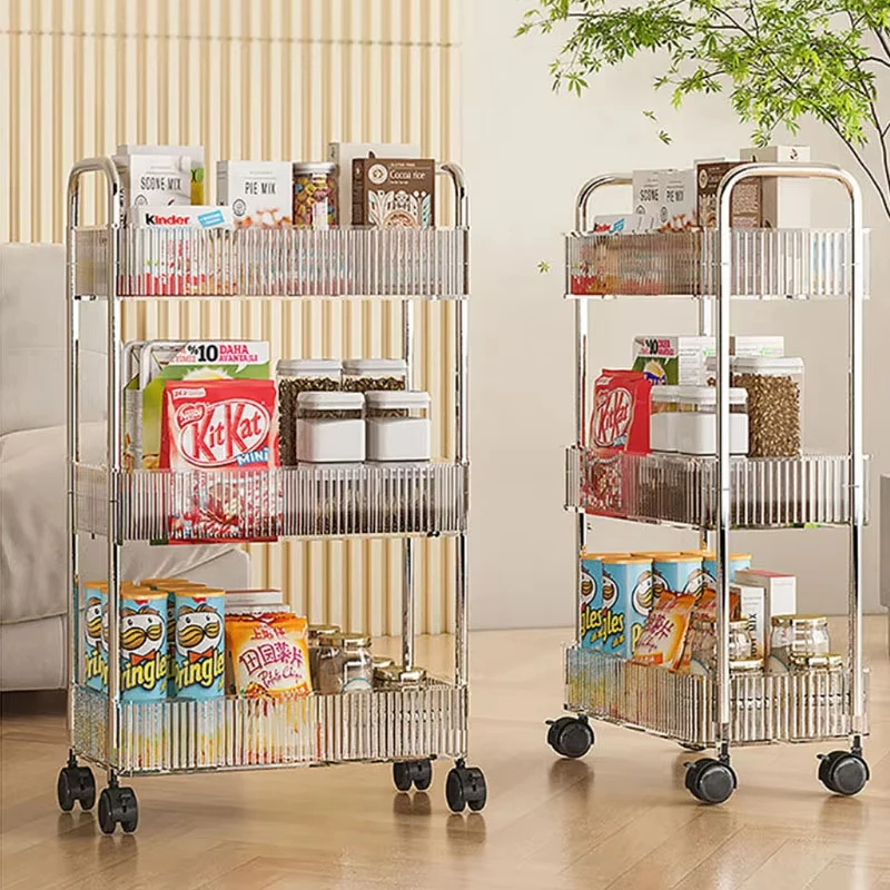 Removable Storage Rack Snack Cart With Wheels Shelf Rack Snacks Cosmetics Miscellaneous Items Bathroom Storage 2/3/4 Layers