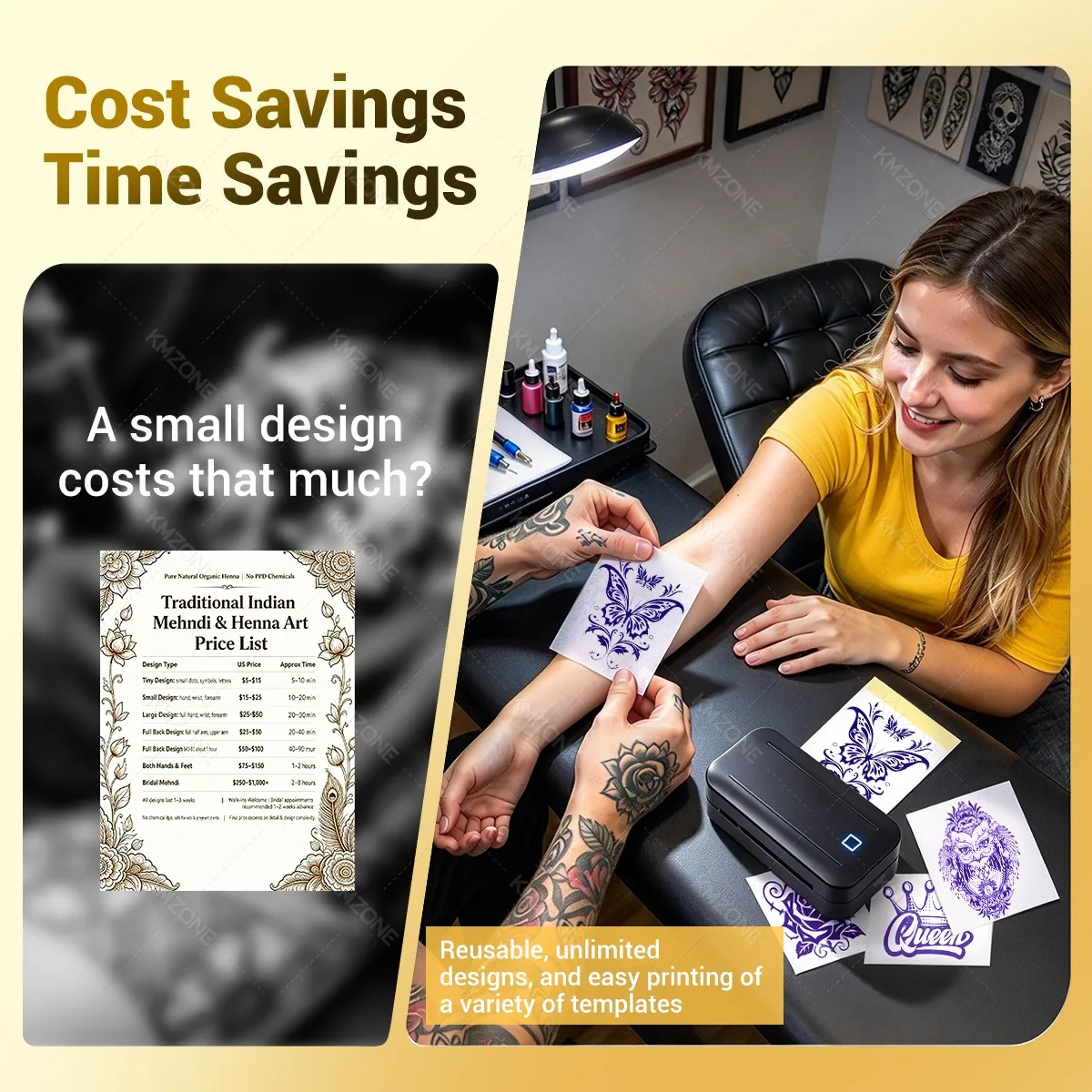 Portable Tattoo Stencil Printer Bluetooth Mini Thermal Printer for 80mm Transfer Paper, Ideal for Tattoo Artists Designs