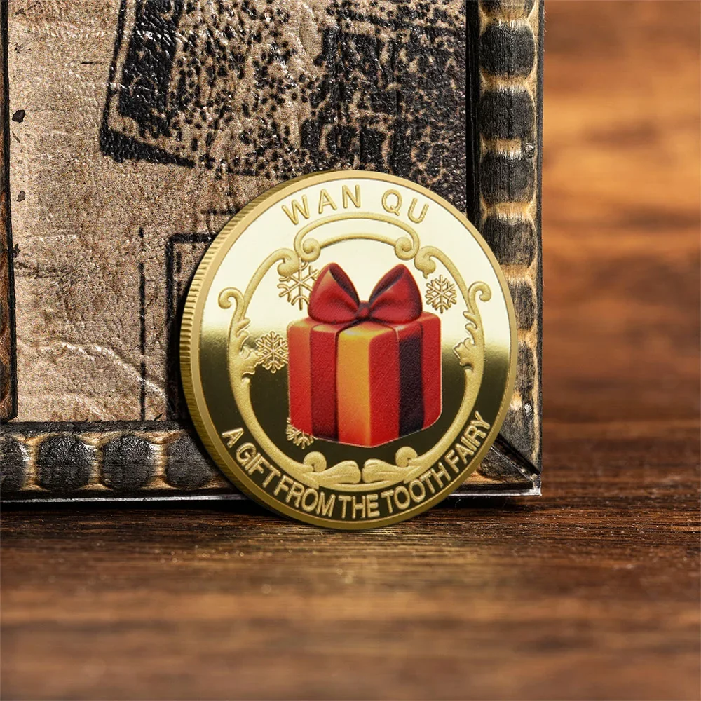 Painted Cartoon Tooth Fairy Gold-plated Commemorative Coin As A Tooth Replacement Gift Medal