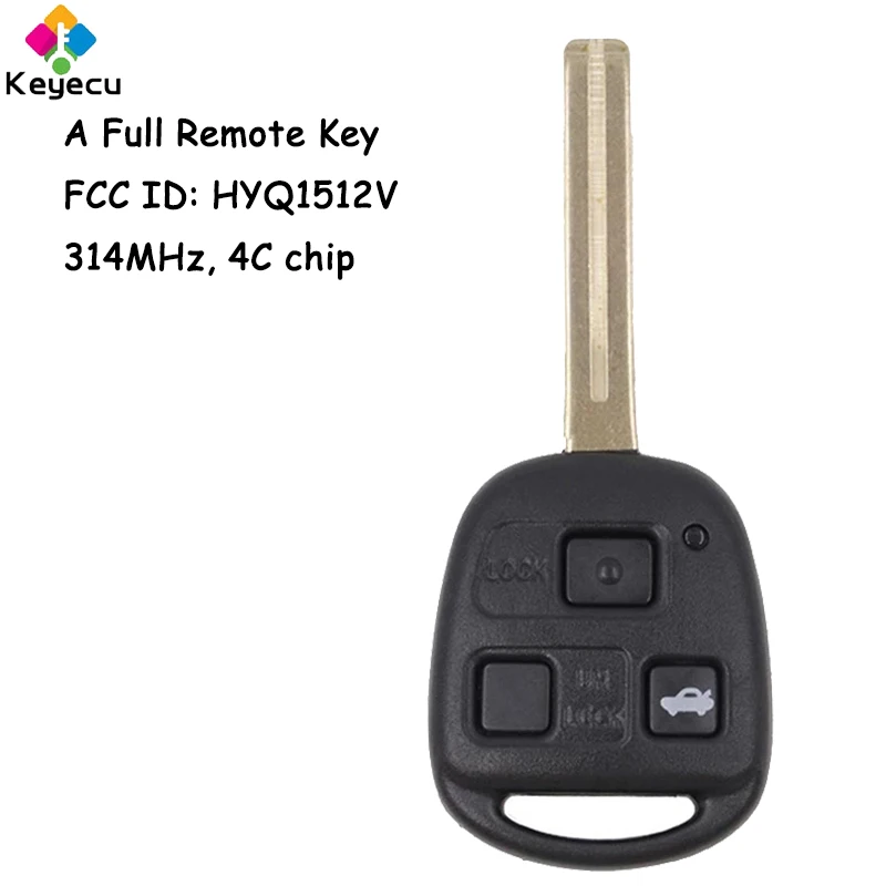 

KEYECU Remote Control Car Key With 3 Buttons 314.4MHz 4C Chip Long Blade for Lexus ES300 GS300 IS300 GS400 GS430 Fob HYQ1512V