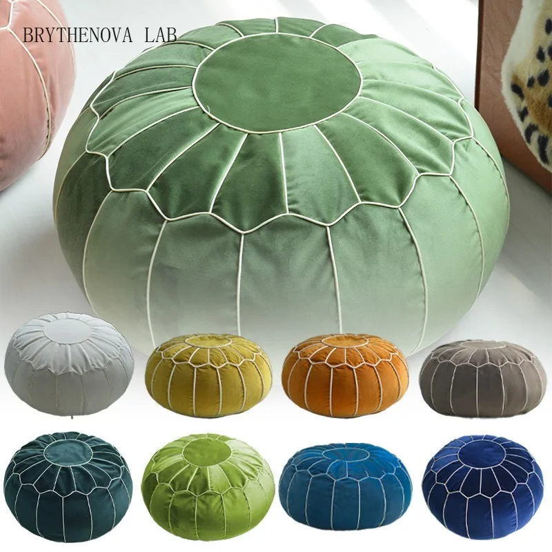 Velvet Moroccan Pouf 50cm Embroider Craft Japanese Style Creative Tatami Futon Ottoman Footstool Unstuffed Cushion (no Filling)