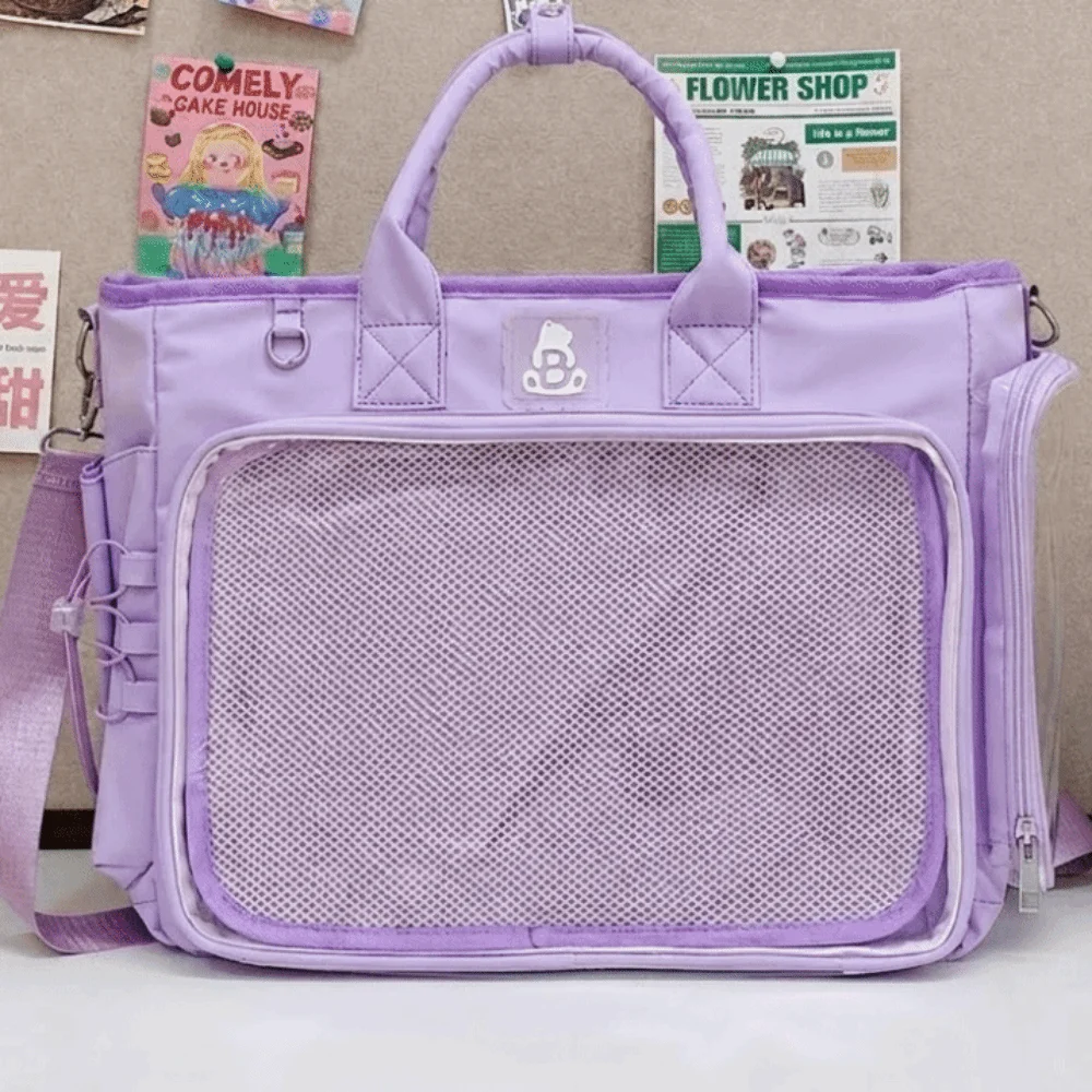 Square Shape Female Transparent Backpack Lightweight Large Capacity Multifunctional Shoulder Bag Adjustable Strap Versatile