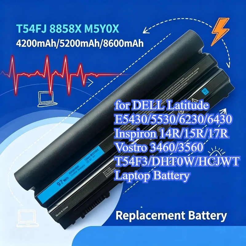 Laptop BatteryT54FJ 8858X M5Y0X For D ELL Latitude E5430/5530/6230/6430 Inspiron 14R/15R/17R Vostro 3460/3560 T54F3/DHT0W/HCJWT