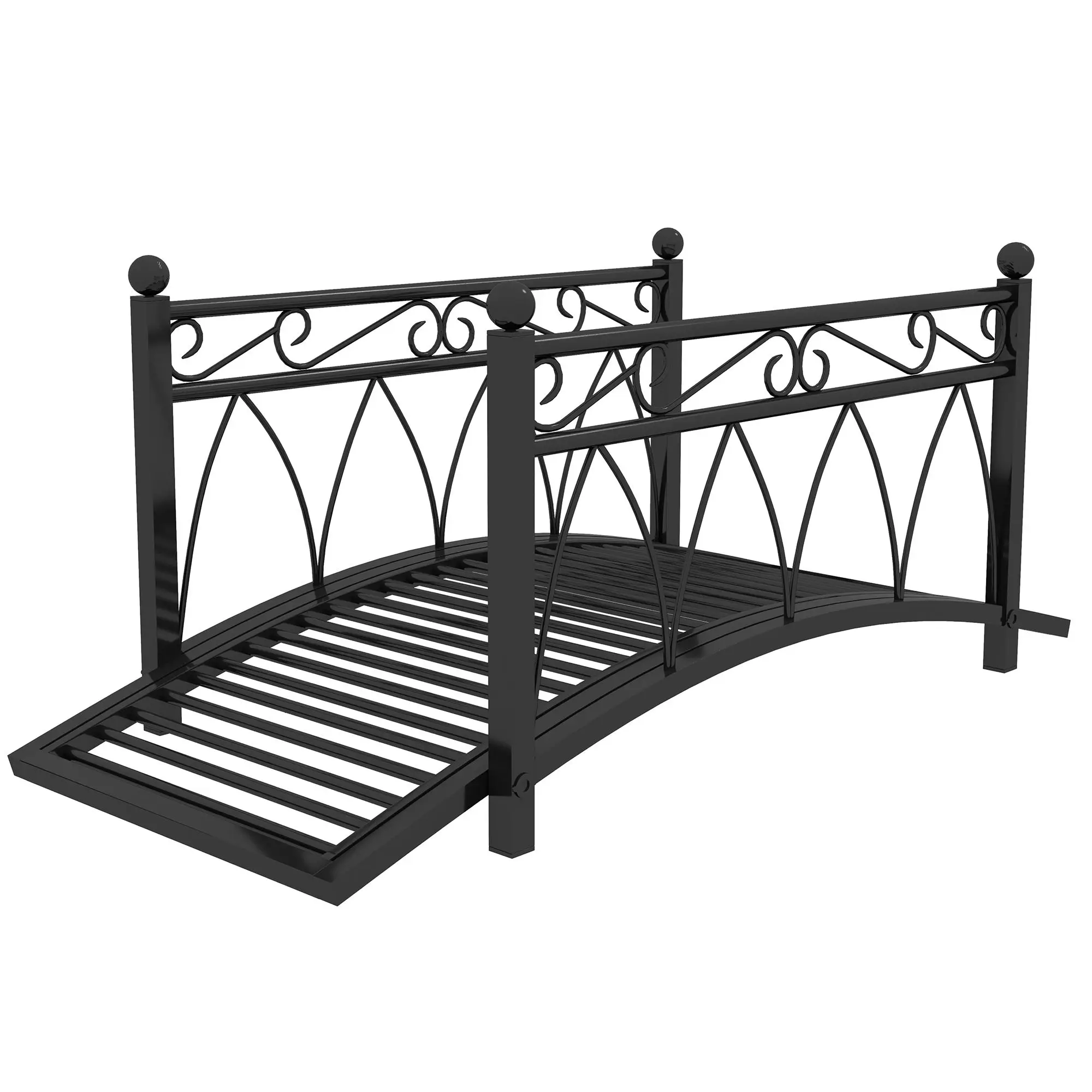 

For Outsunny 3.3' Metal Garden Bridge with Safety Siderails Weather-Resistant Black Vintage Style Zen Bridge