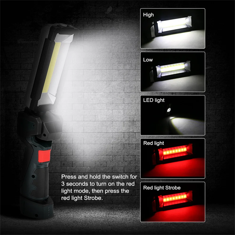 Portable COB LED Work Light Car Garage Mechanic Lamp USB Rechargeable Lnspection Lamp Torch Car Emergency Flashing Light