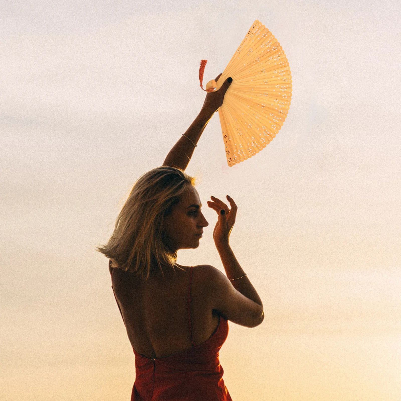 

Bamboo Handheld Folding Fan Elegant Chinese Style Lightweight Decorative Fan for Dancing Party Stage Performance