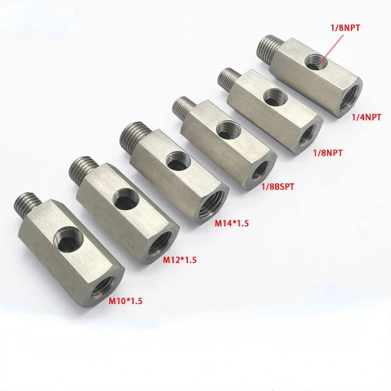 

Соединитель датчика давления масла с боковыми отверстиями из нержавеющей стали, 1/8 дюйма NPT, гнездовой адаптер для M12 M10 M14, адаптер для манометра линии подачи