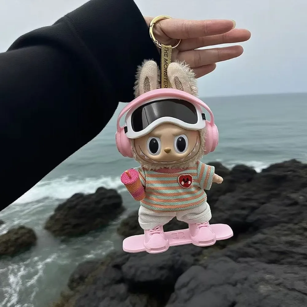 Conjunto de equipamentos de snowboard de esqui de inverno para 17cm labubu 3.0 boneca ropa labubu v1/v2/v3 acessórios para substituição de exibição