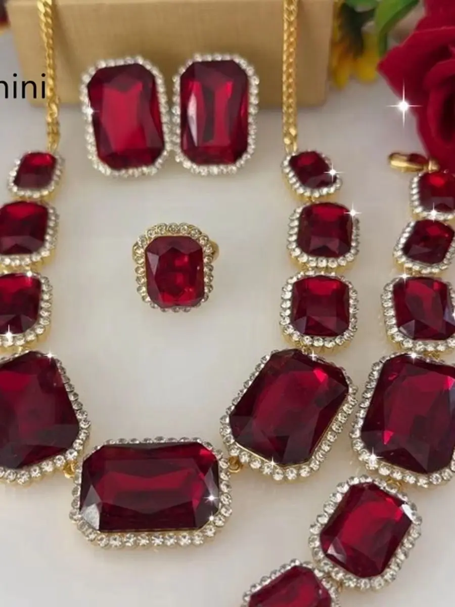 New Fashionable High-End Dubai 24K Gold Plated Necklace Earrings Rings Bracelet Romantic Wedding Party Jewelry Set for Lover 666 - view 6