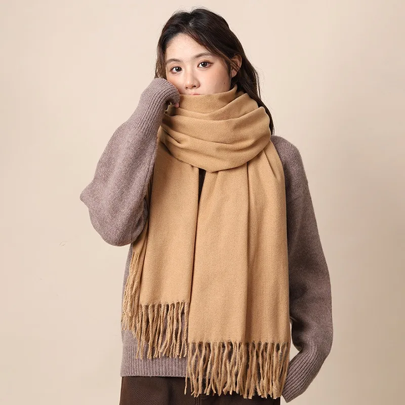 Solid Color Scarf Color Womens Winter Long Style Student Versatile Imitation Cashmere Men Winter Soft Warm Cozy