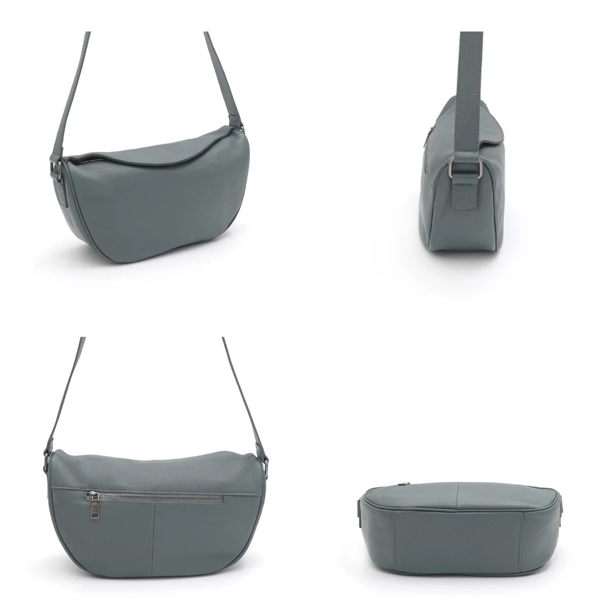 SC Real Leather Shoulder Bag for Women Solid Color Large Capacity Flap Half moon Cross body Purse Casual Daily Handbag Versatile