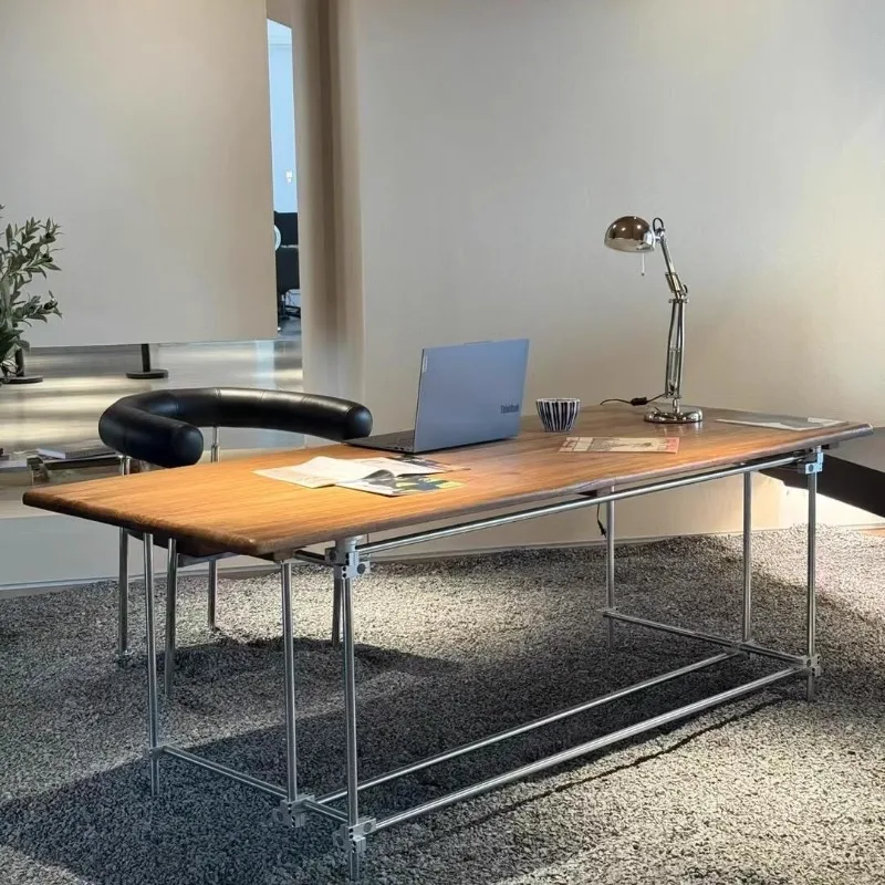 

Стол из вяза с оптической осью, винтажный письменный стол в индустриальном стиле, дизайнерский обеденный стол, студийный конференц-стол