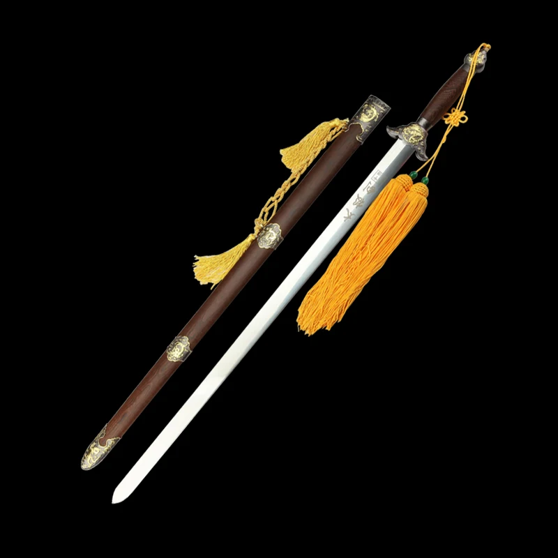 Chinese Taichi Sword Functional Stainless Steel Flexible Blade Rosewood Saya Wushu Practice Training Swords Non Sharp