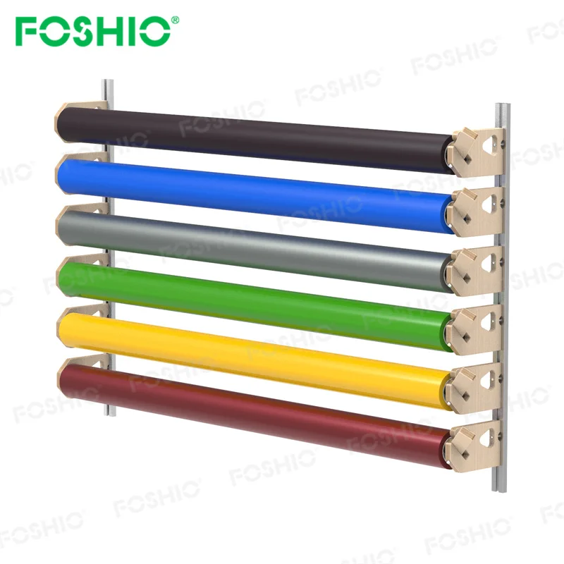 Foshio Wooden 6 Pairs No-Rod Sliding Rail Film Wooden  Wrapping Roll Holder And Rack