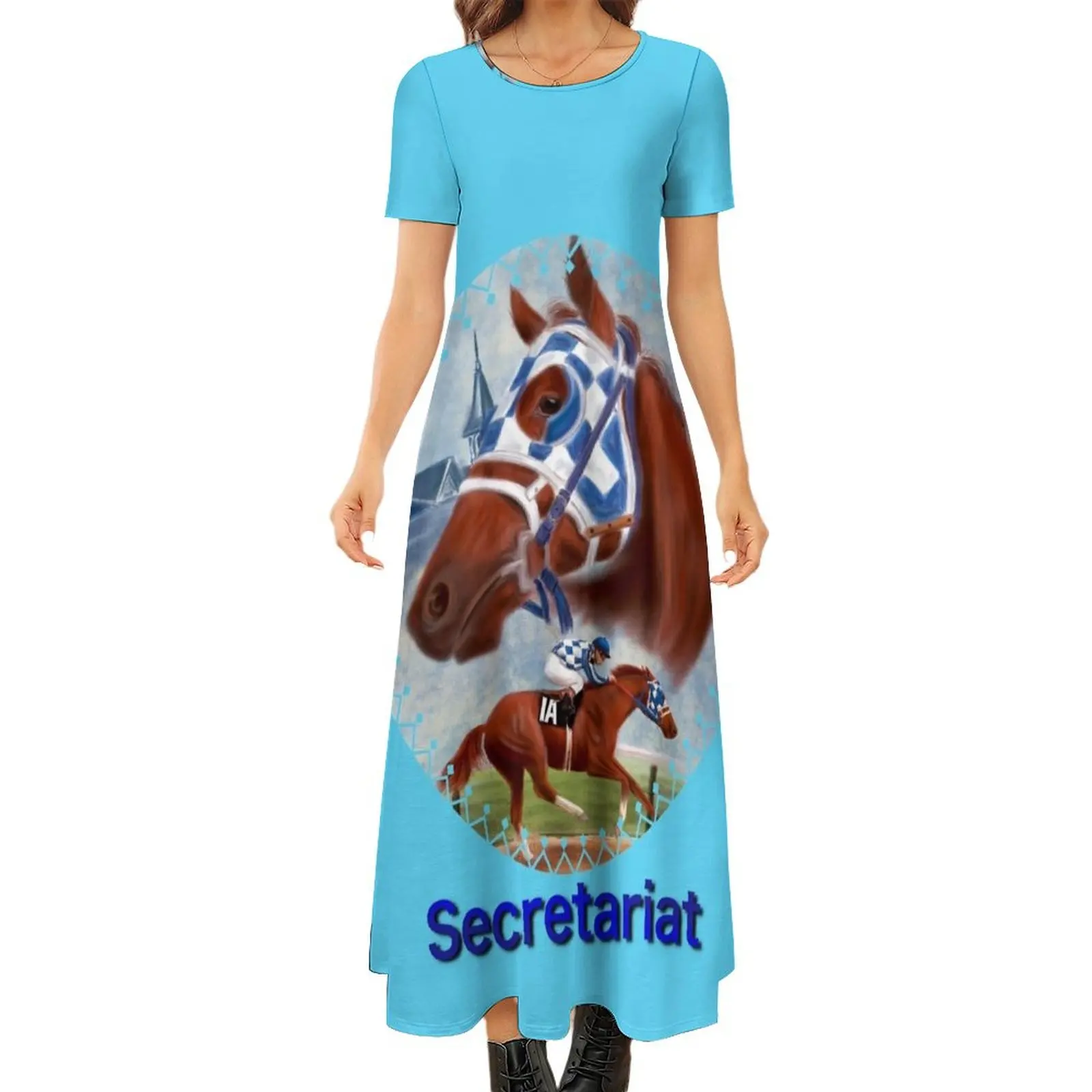 

Secretariat Triple Crown Winner Round Neck Short Sleeve Dress women"s elegant loose dresses summer dresses