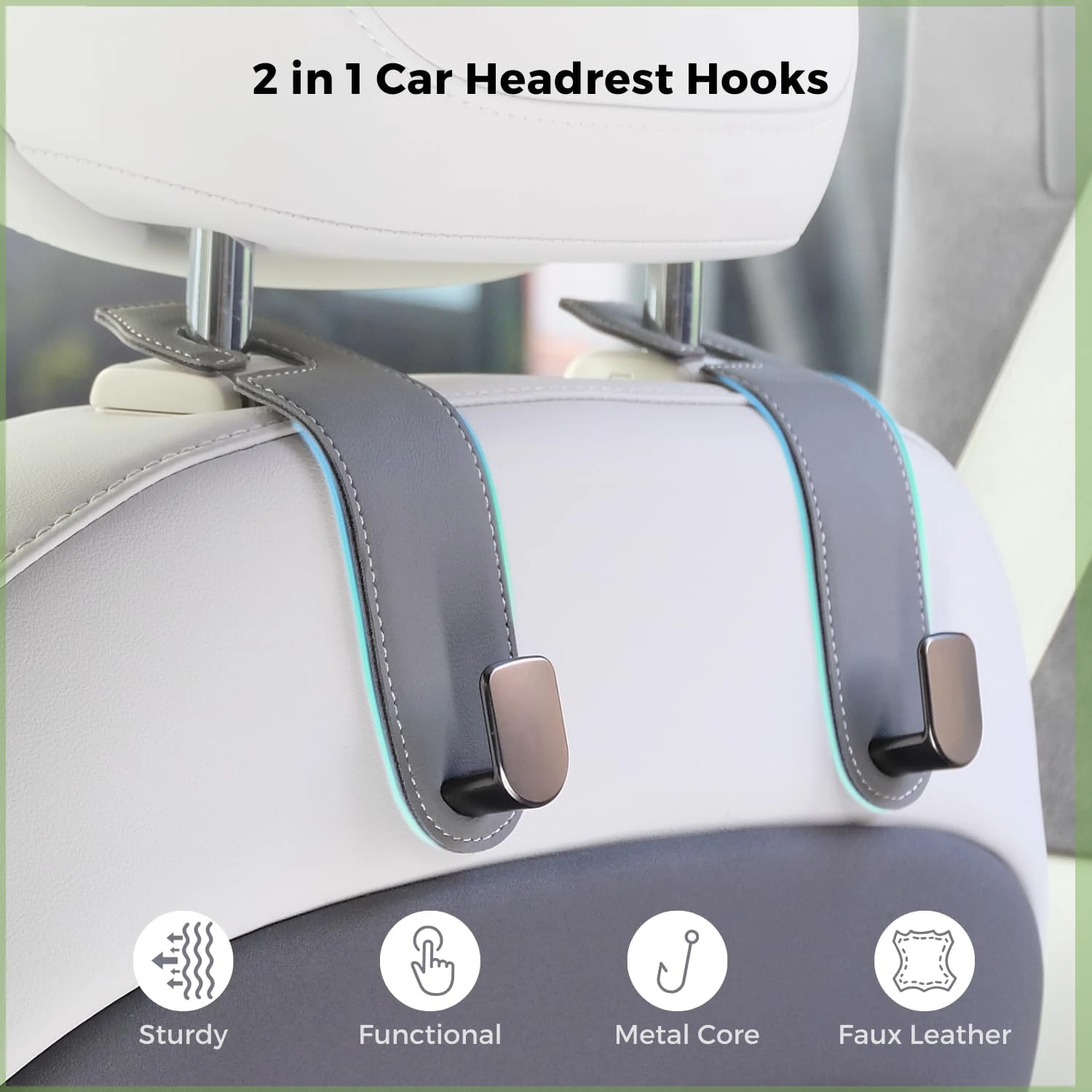 Upgraded Leather Car Hook Cars Clips Seat Headrest Organizer Holder Auto Fastener Hangers Car Storage Interior Accessories