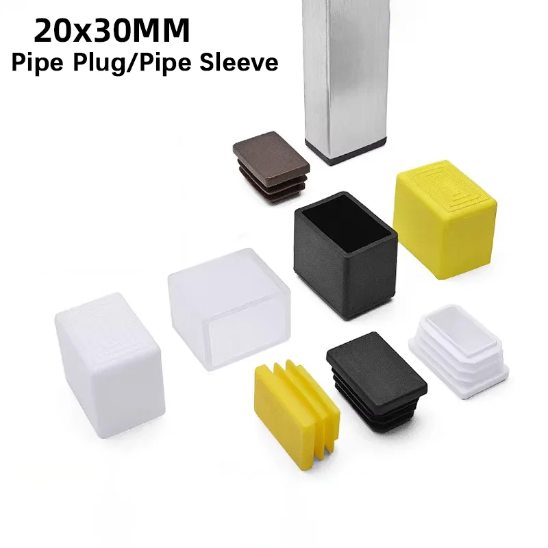 10-100pcs Wear-Resistant 20*30mm Plastic Square Tube Plugs Outer Covers Non-Slip Inner End Caps for Chair Stainless Steel Tubes