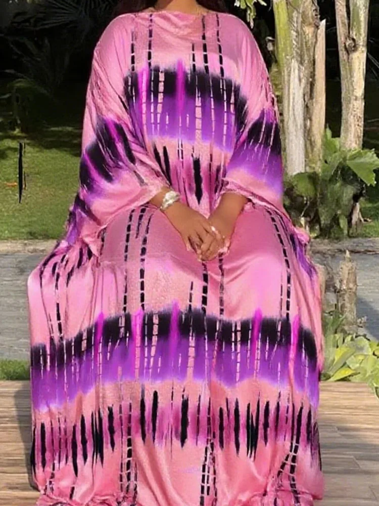 

Luxury Ramadan Dashiki Boubou - Floral Printed Soft Cotton Brocade African Ankara Maxi Dress for Women