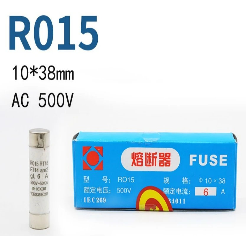 5pcs 10*38 Fast Blow Ceramic Fuse 10x38mm Fuses 500V 0.5A 1A 2A 4A 5A 6A 8A 10A 16A 20A 32A RO15 RT18 RT14 R015