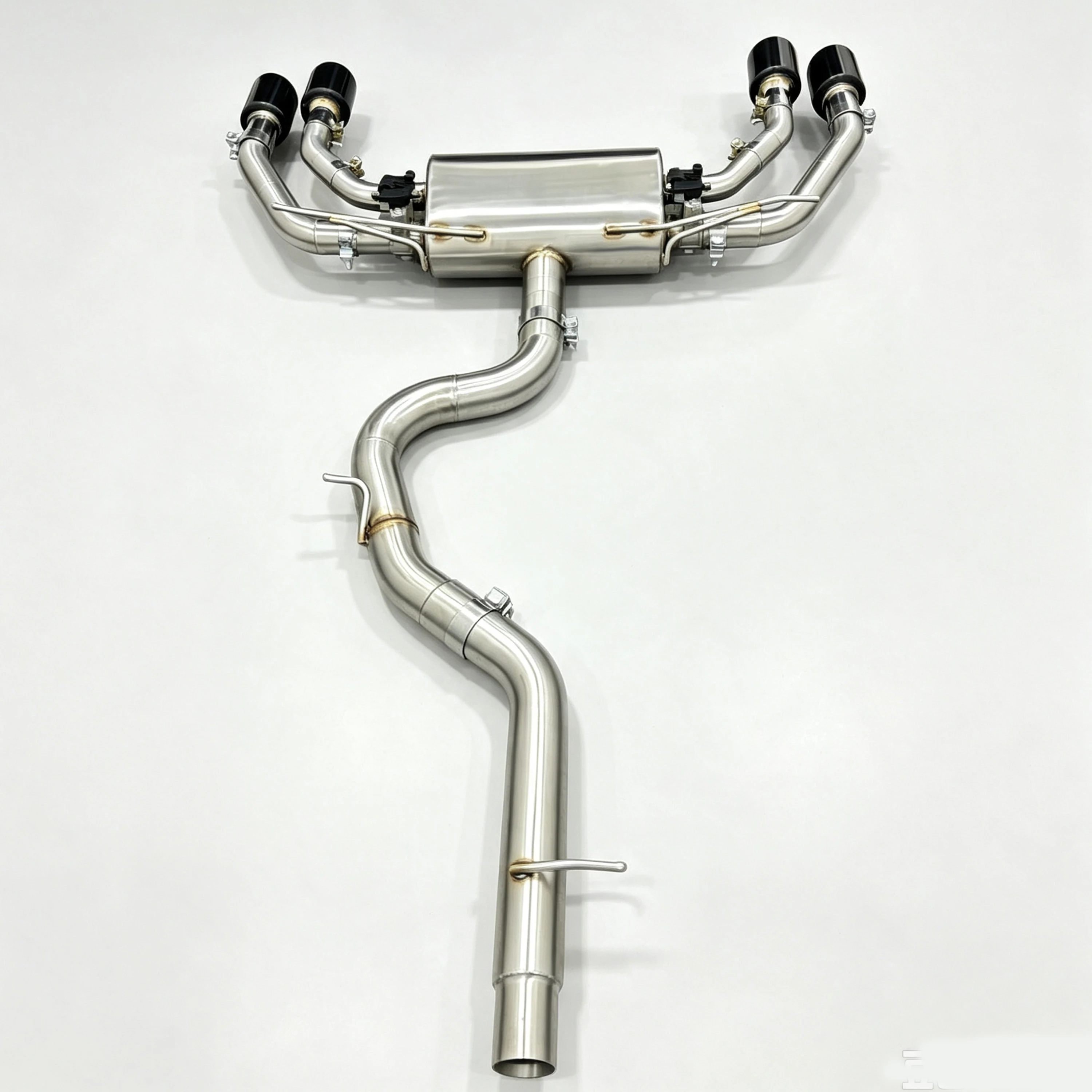 Stainless Steel 1.5mm Thick Smooth Finish Dual-Side Single-Outlet Mid-Rear Section Valve Control Exhaust Pipes for Audi S3 2.0T
