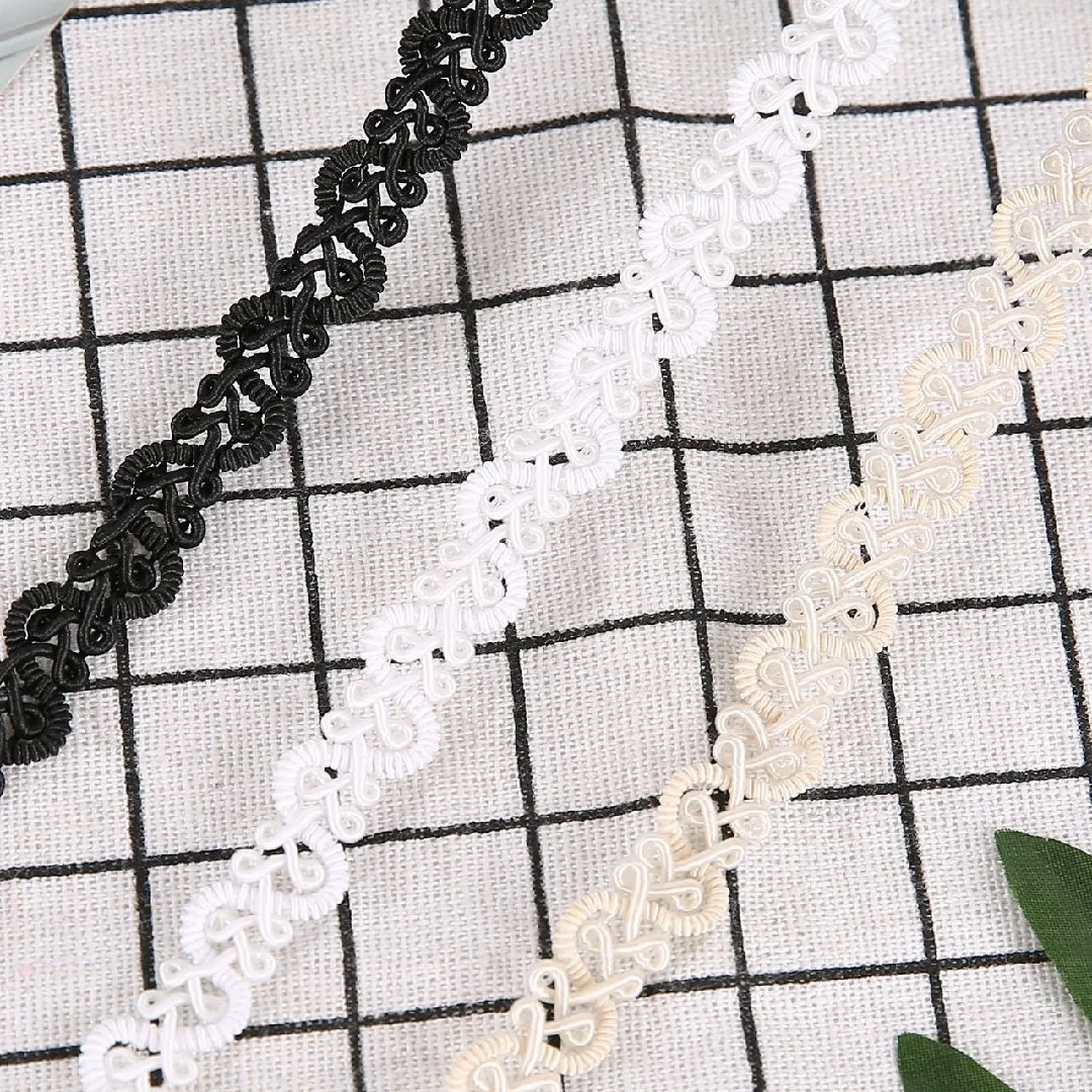 5Yards 12mm New White Black Beige DIY Lace Trim Braided For Costume High Quality Centipede Braid Sewing Lace Ribbon Galons Merce