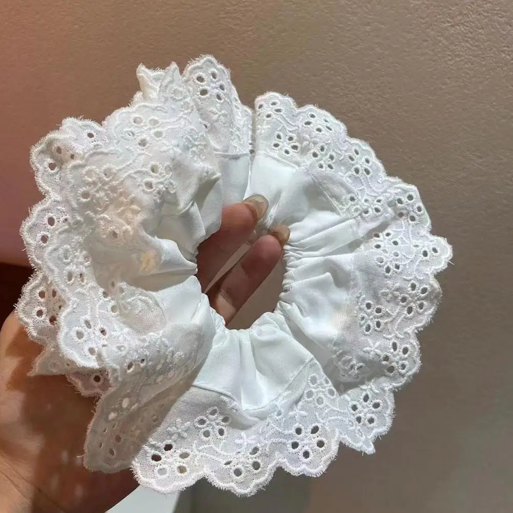 Mode Kant Scrunchies Franse Romantische Elastische Haarbanden Meisjes Solide Paardenstaart Houder Hoofddeksels Haartouw Vrouwen Haaraccessoires