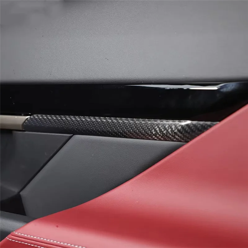 

For BMW 5 Series G60 2024 Real Carbon Fiber Car Door Inner Handle Decorative Strips Stickers Interior Accessories