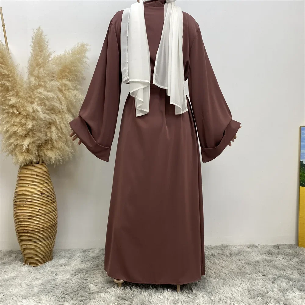 

UNI Fashion Muslim Women Open Abaya Dubai Long Dresses with Belt Islamic Dress Abaya Women's Abayas African Cardigan Dress
