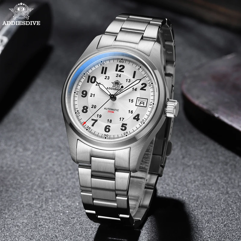 Relógio mecânico automático masculino ADDIESDIVE, vidro de safira, relógios luminosos analógicos, impermeável, luxuoso, NH35A, 200m, AD2048