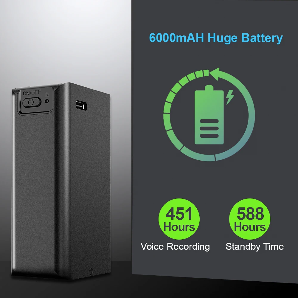 V79 Digitale voicerecorder 6000 mAh Enorme batterij 2000 uur opslag in MP3 Spraakgestuurde recorder Opname Magnetische achterclip