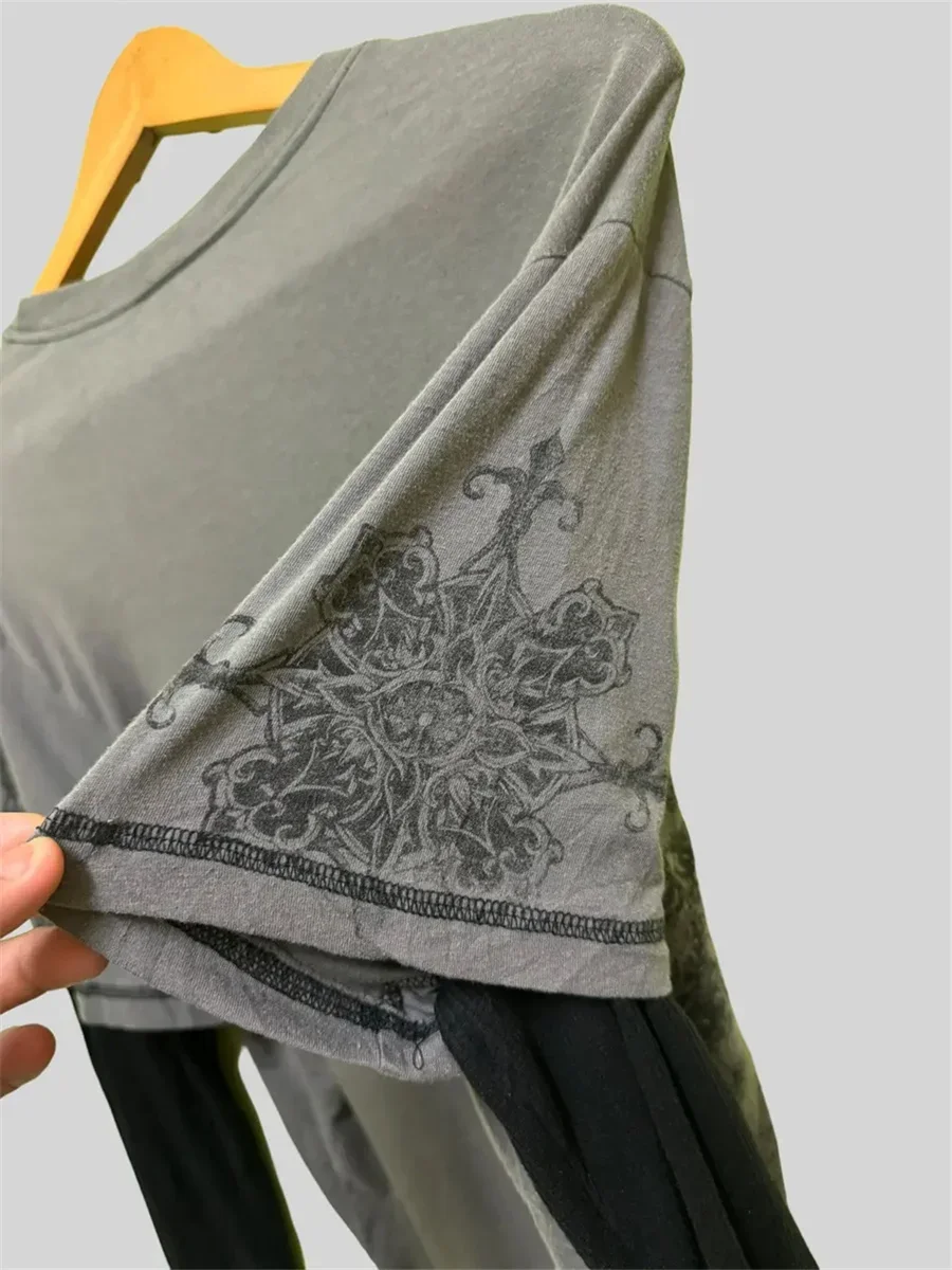 Vrouwen Y2k Fairy Grunge T-shirt Schedel Grafische Print Lange Mouw Punk Goth Tops E-Meisjes 90s Vintage Emo kleding Streetwear