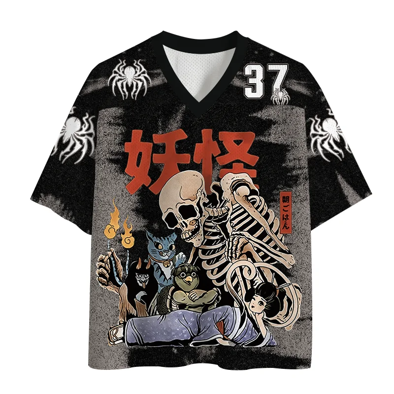 New Running Sports Quick Drying T-shirt, Upgraded Fabric, Large Mesh Knitted Fabric,fun Skeleton Element Clothing,horror Element