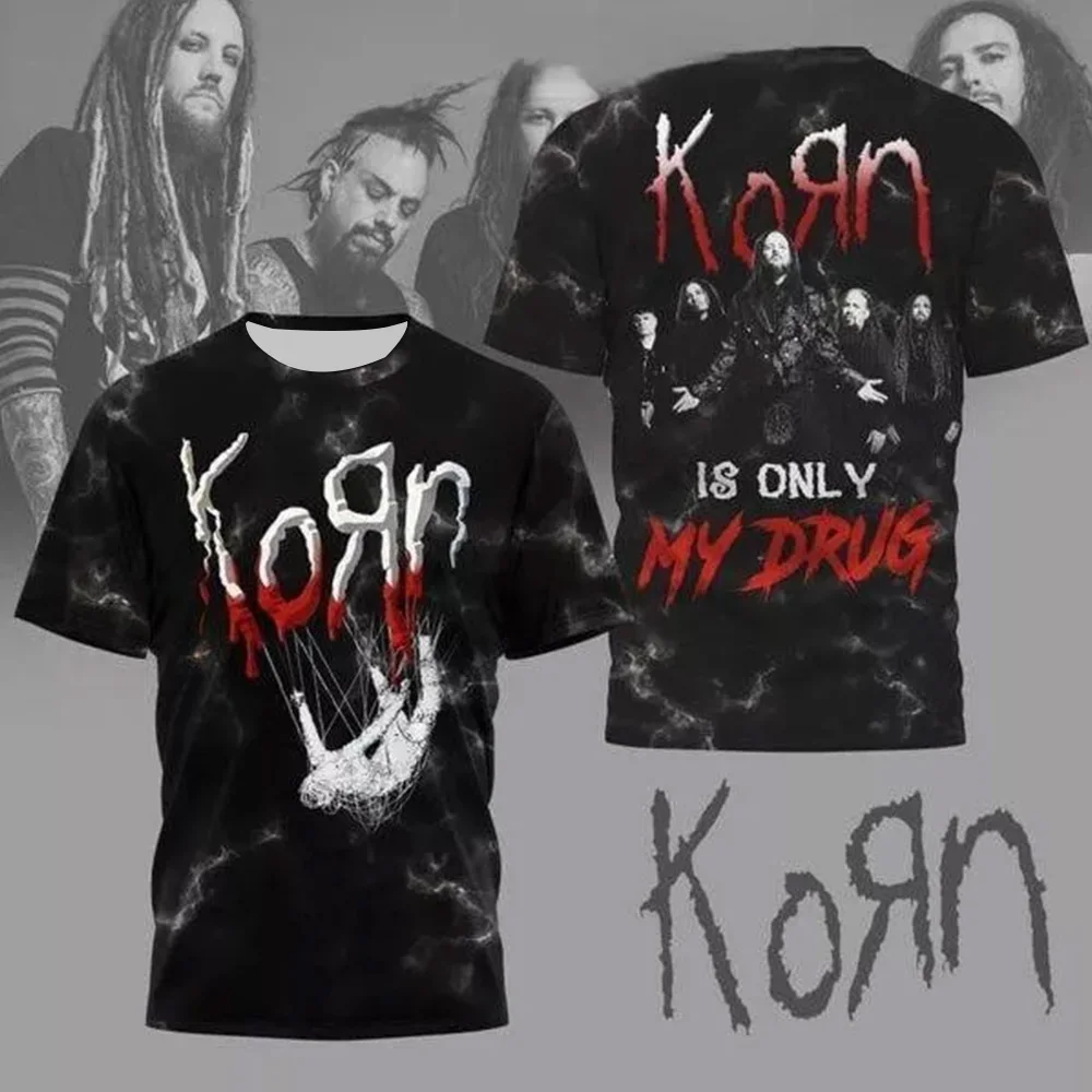 Korn Band Music Shirt 3d T-Shirt Mens Women Popular Classic Nu Metal Summer Hip Hop Kids Boys Short Sleeve Top Oversized Tees